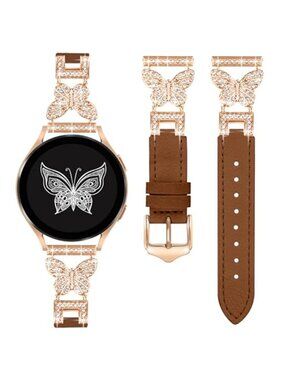 NEW Brown Bling Rhinestone Butterfly Leather Samsung Watch band